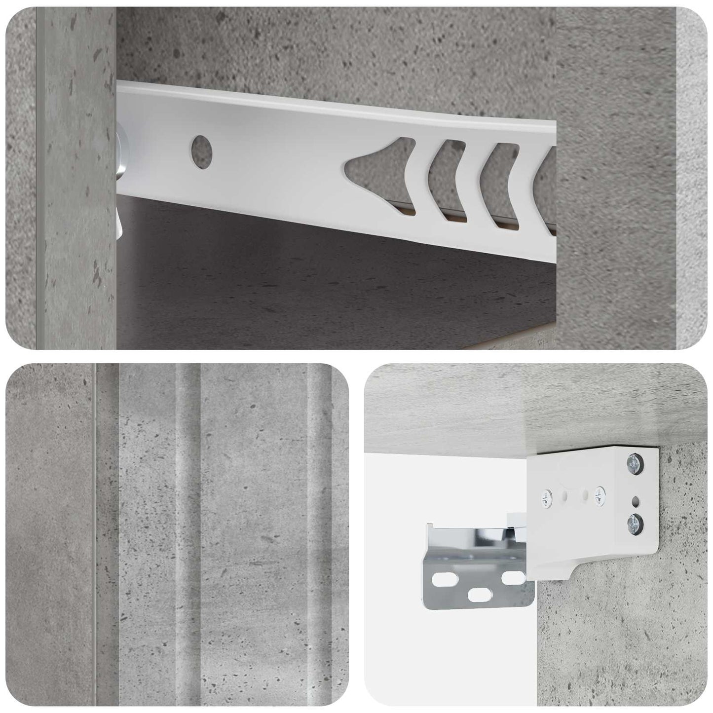 Mobiletto da notte a muro con cassetto 2 pcs Grigio Cemento