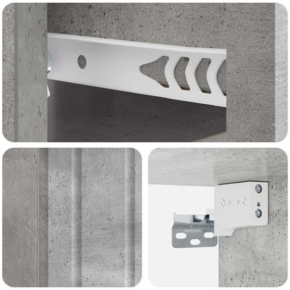 Mobiletto da notte a muro con cassetto 2 pcs Grigio Cemento