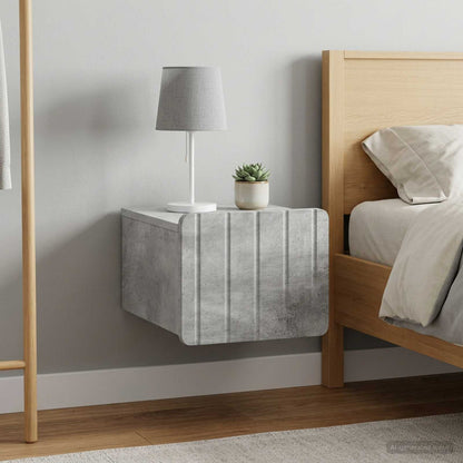 Mobiletto da notte a muro con cassetto 2 pcs Grigio Cemento