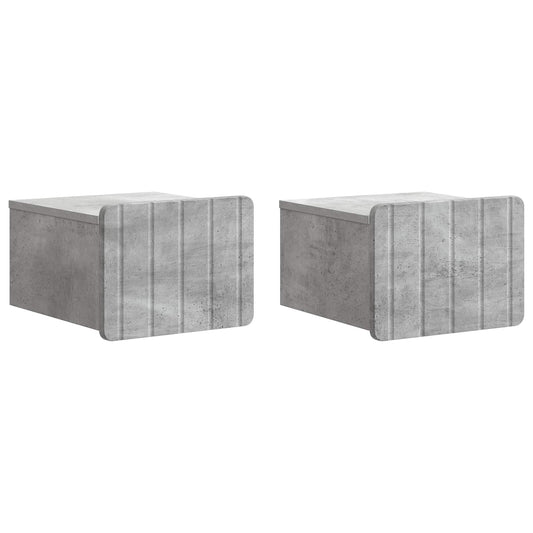 Mobiletto da notte a muro con cassetto 2 pcs Grigio Cemento
