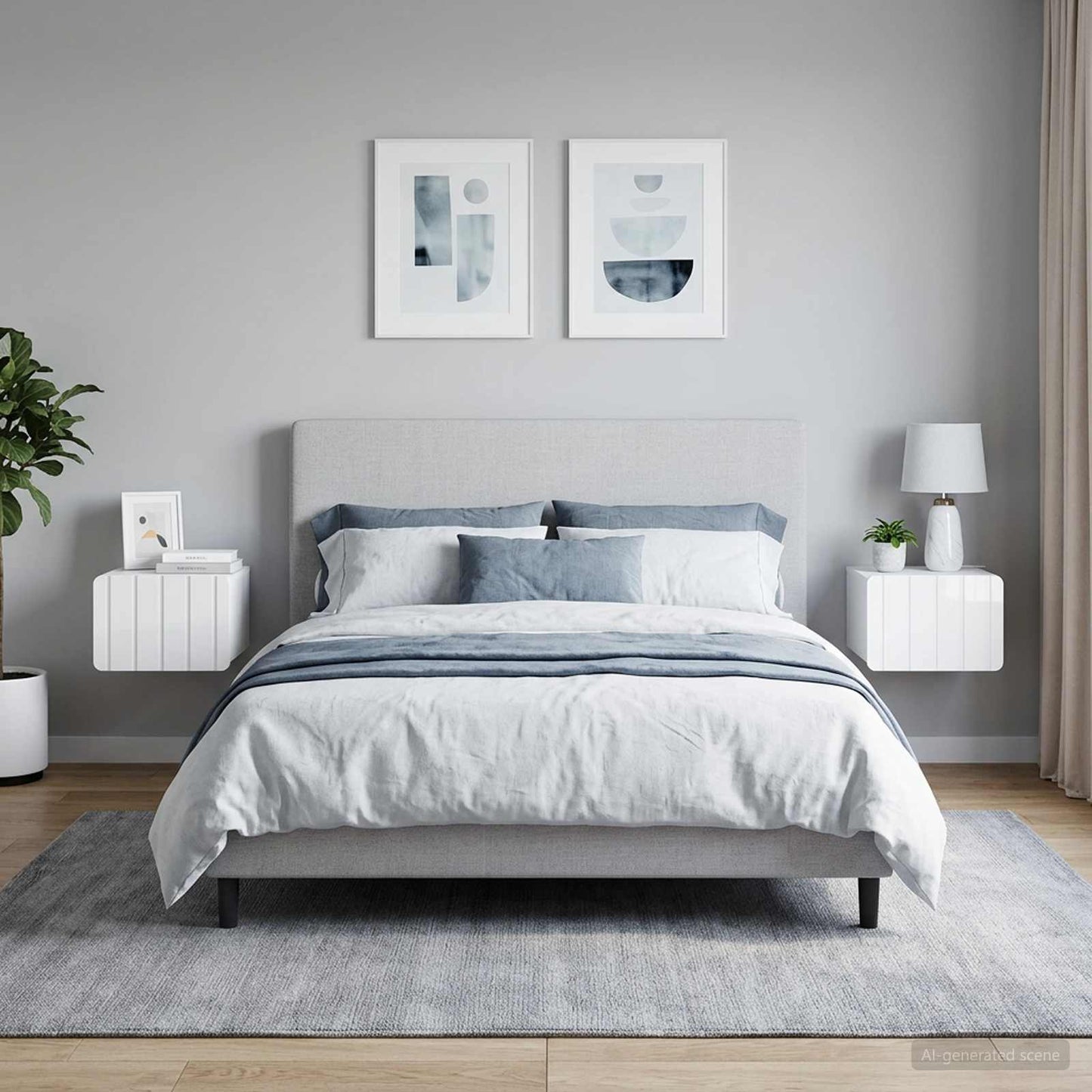 Mobiletto da notte a muro 2 pcs Bianco Lucido 33 x 34,5 x 24 cm