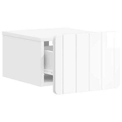 Mobiletto da notte a muro 2 pcs Bianco Lucido 33 x 34,5 x 24 cm