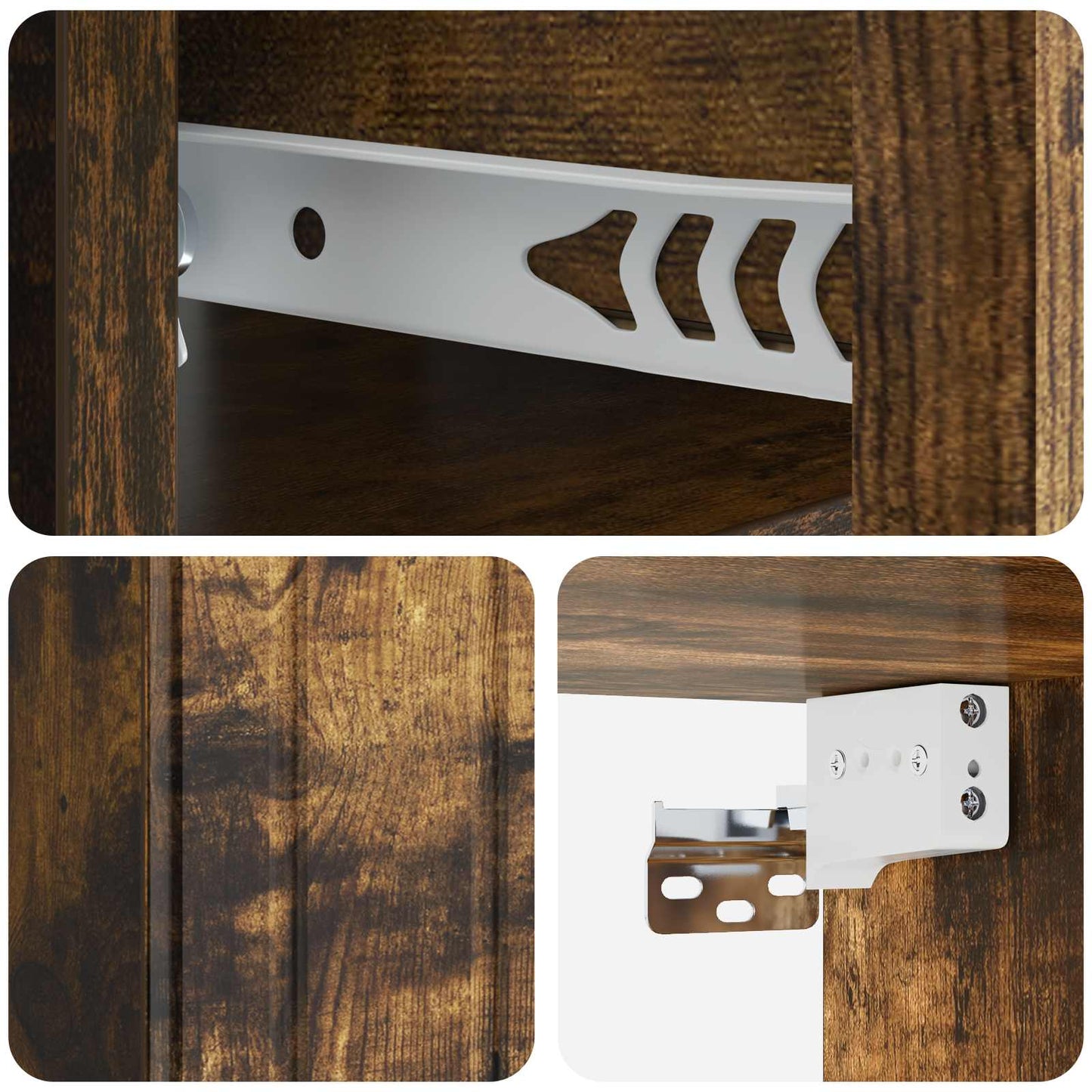 Mobiletto da notte a muro Rovere Fumo 33 x 34,5 x 24 cm