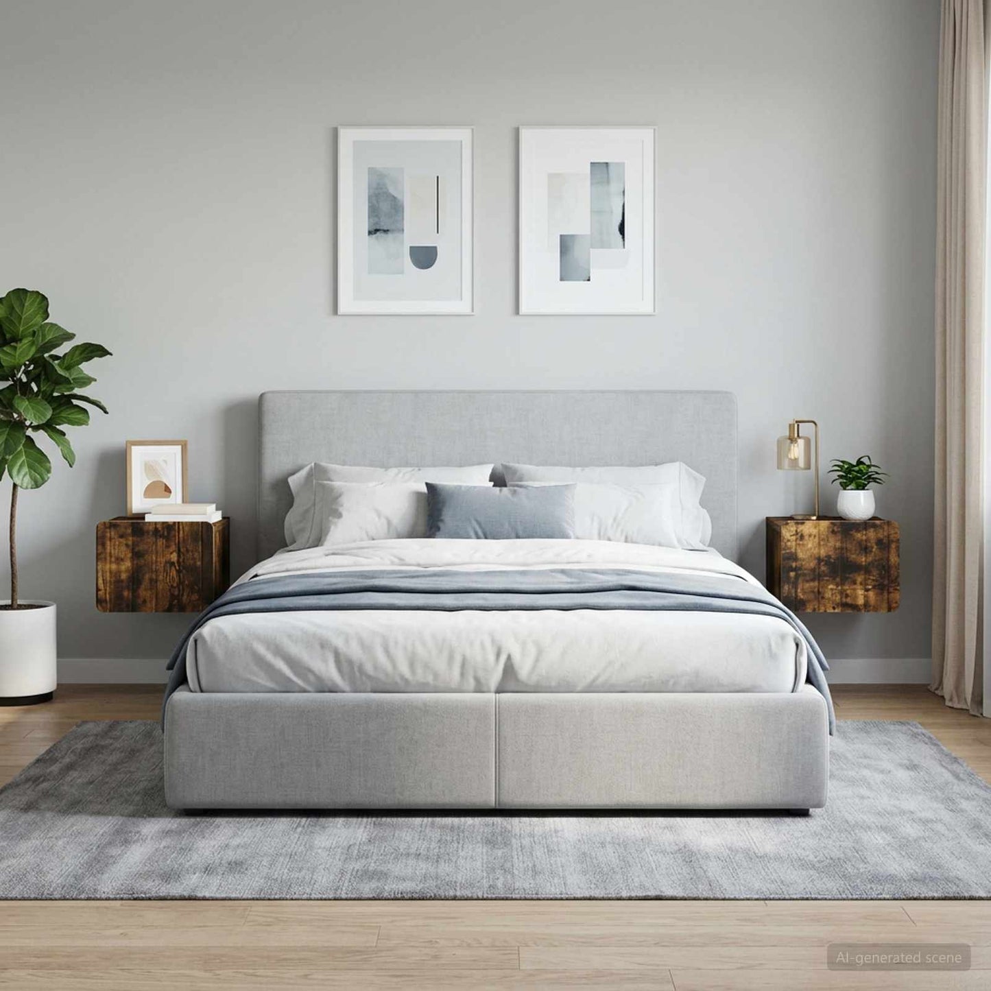 Mobiletto da notte a muro 2 pcs Rovere Fumo 33 x 34,5 x 24 cm