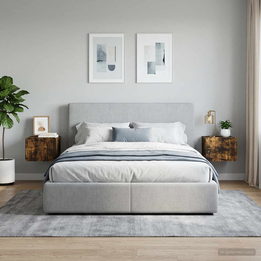 Mobiletto da notte a muro 2 pz Rovere Fumo 33 x 34,5 x 24 cm