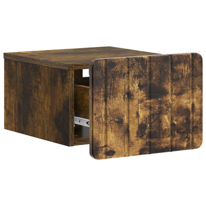 Mobiletto da notte a muro 2 pcs Rovere Fumo 33 x 34,5 x 24 cm