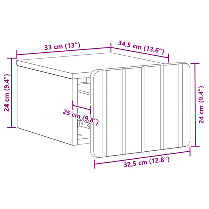 Mobiletto da notte a muro Grigio Sonoma 33 x 34,5 x 24 cm | homemem39
