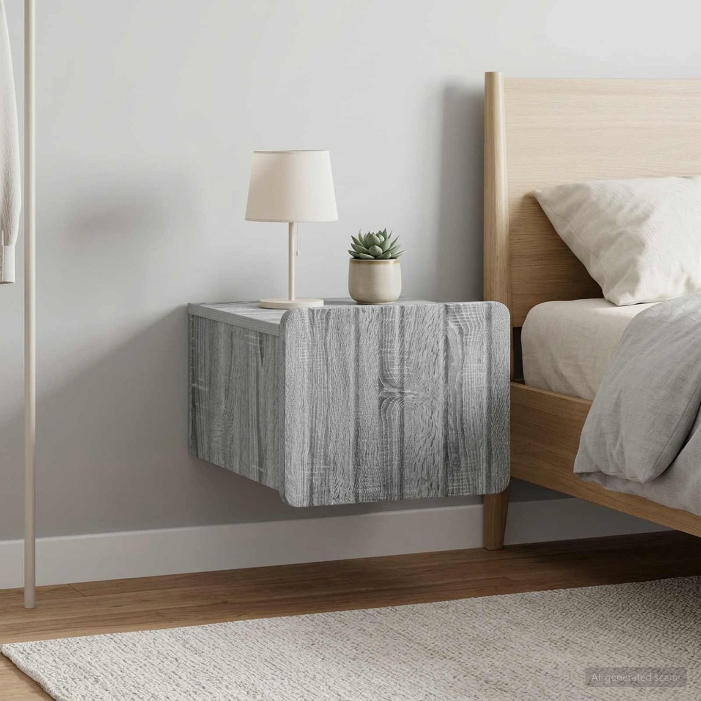 Mobiletto da notte a muro 2 pcs Grigio Sonoma 33 x 34,5 x 24 cm