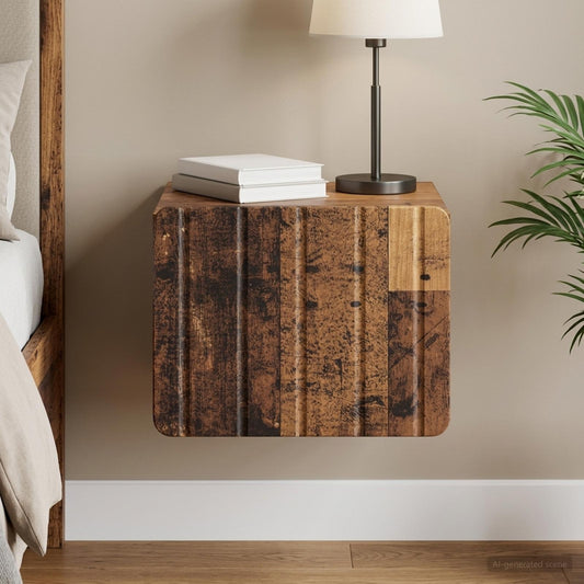 Mobiletto da notte a muro Legno antico 33 x 34,5 x 24 cm