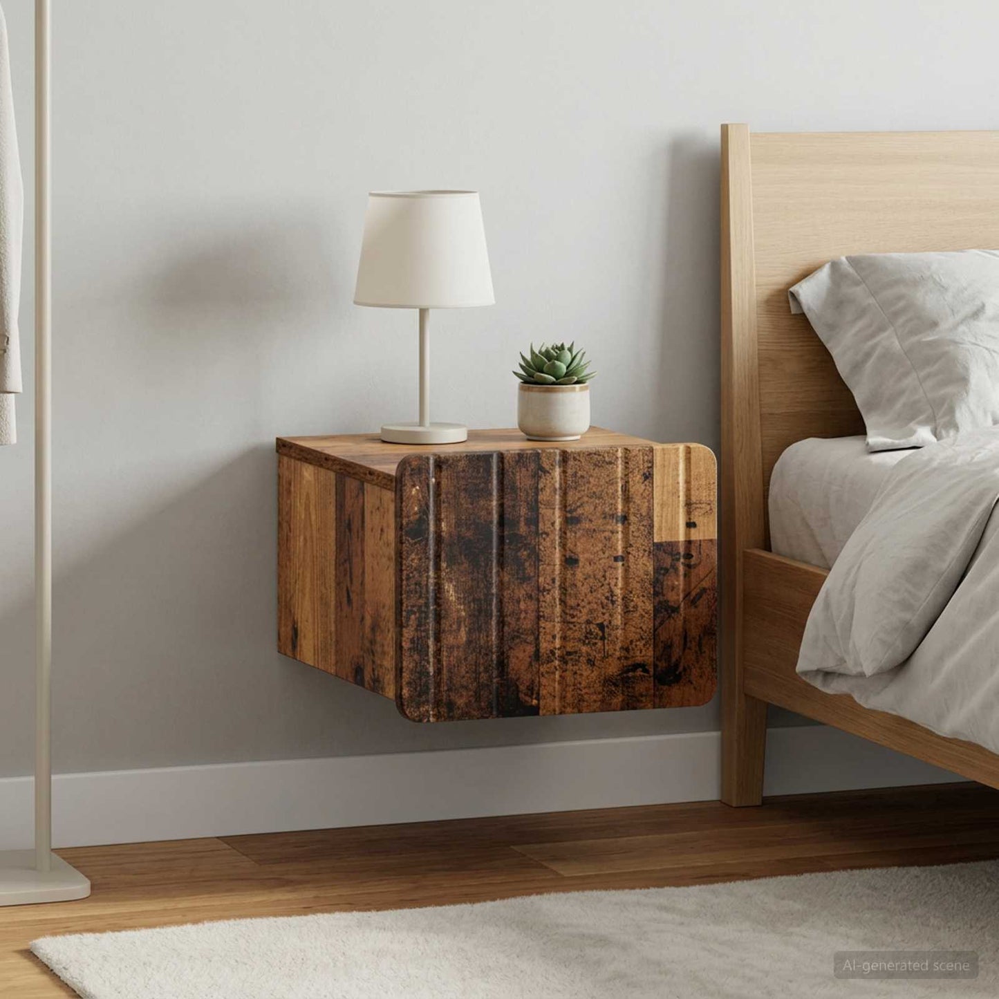 Mobiletto da notte a muro 2 pcs Legno antico 33 x 34,5 x 24 cm
