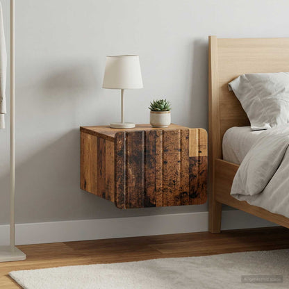 Mobiletto da notte a muro 2 pcs Legno antico 33 x 34,5 x 24 cm