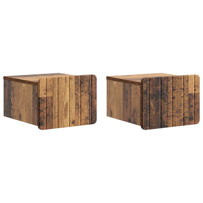 Mobiletto da notte a muro 2 pcs Legno antico 33 x 34,5 x 24 cm | homemem39