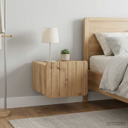 Mobiletto da notte a muro 2 pz Rovere Artigianale