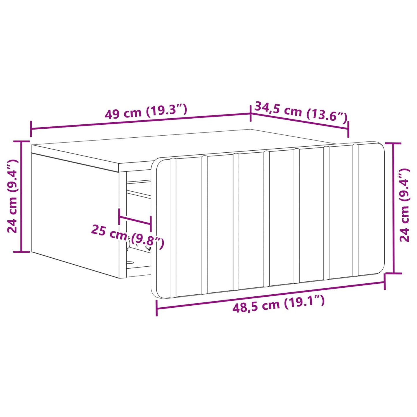 Mobiletto da notte a muro 2 pcs Bianco 49 x 34,5 x 24 cm | homemem39