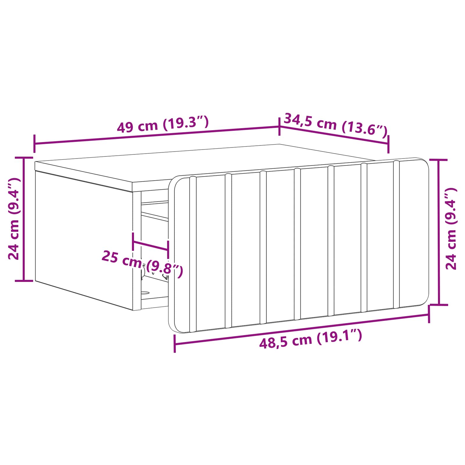Mobiletto da notte a muro 2 pcs Bianco 49 x 34,5 x 24 cm | homemem39