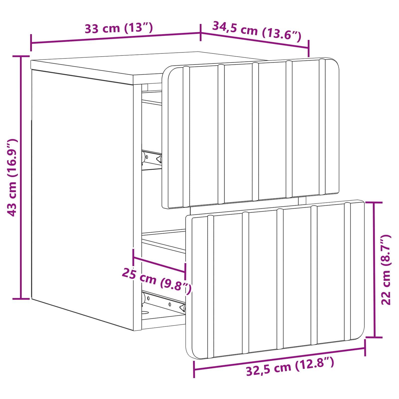 Mobiletto da notte a muro con cassetto Bianco 33 x 34,5 x 43 cm | homemem39