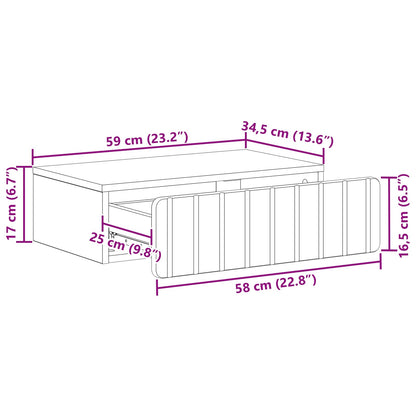 Tavolino da Parete Laterale Rovere Sonoma 59 x 34,5 x 17 cm | homemem39