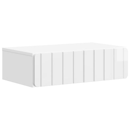 Tavolino da Parete Laterale Bianco Lucido 59 x 34,5 x 17 cm