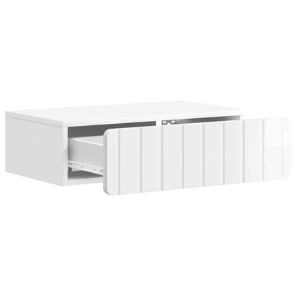 Tavolino da Parete Laterale Bianco Lucido 59 x 34,5 x 17 cm | homemem39