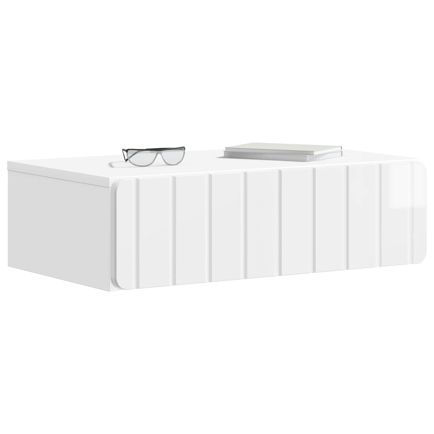 Tavolino da Parete Laterale Bianco Lucido 59 x 34,5 x 17 cm | homemem39