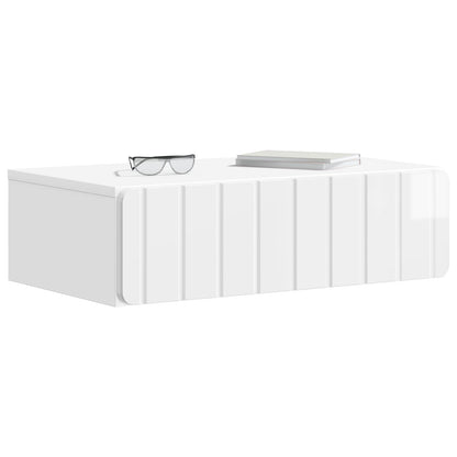 Tavolino da Parete Laterale Bianco Lucido 59 x 34,5 x 17 cm | homemem39