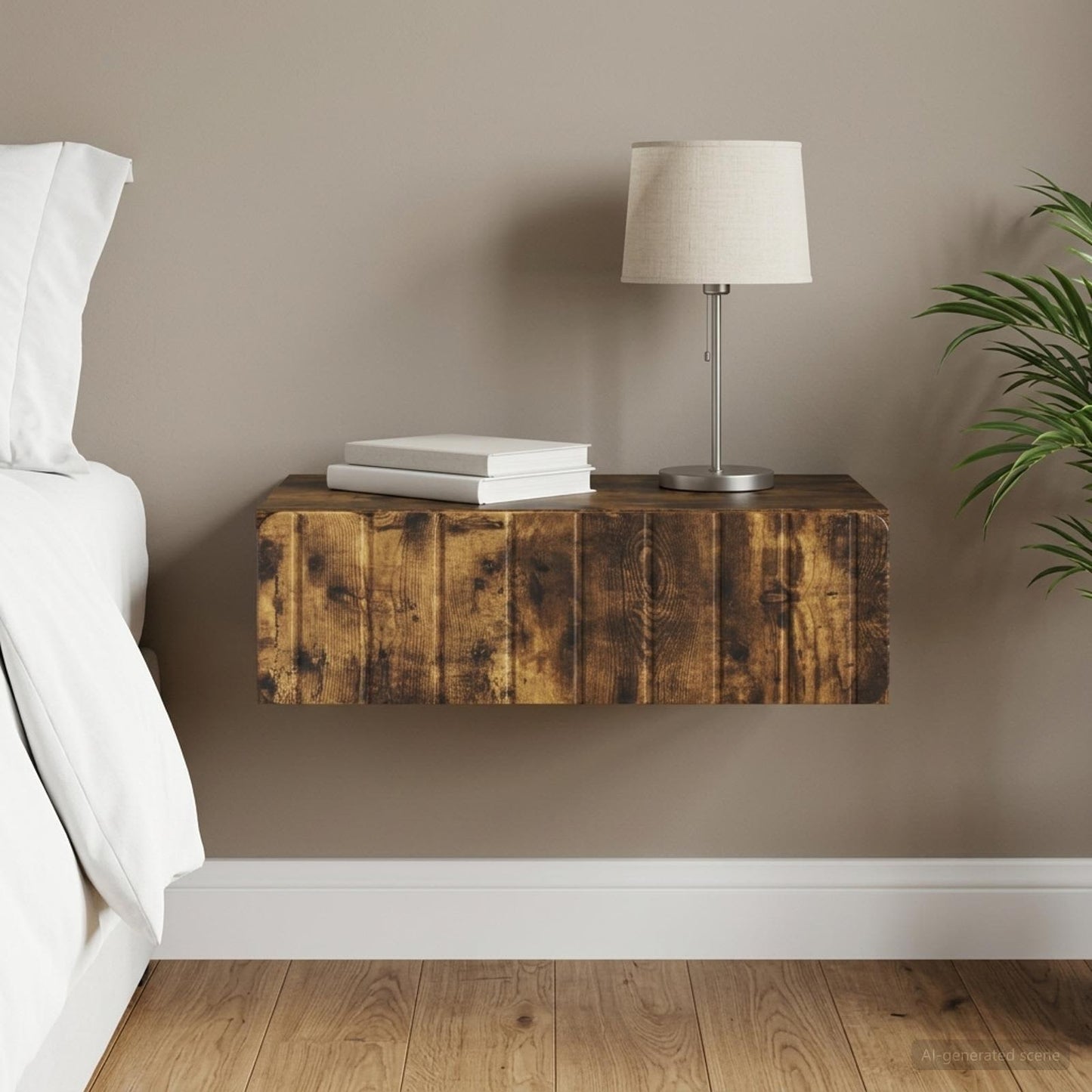 Tavolino da Parete Laterale Rovere Fumo 59 x 34,5 x 17 cm