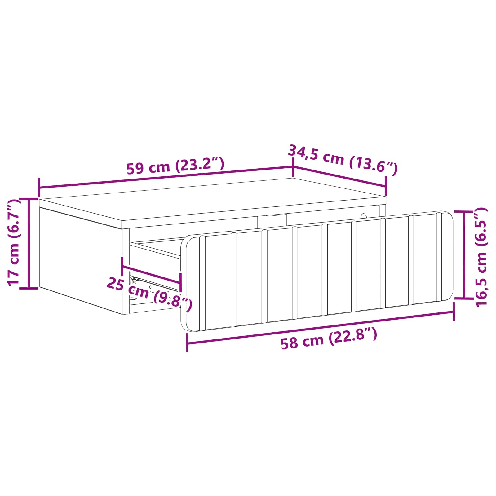 Tavolino da Parete Laterale Rovere Fumo 59 x 34,5 x 17 cm | homemem39