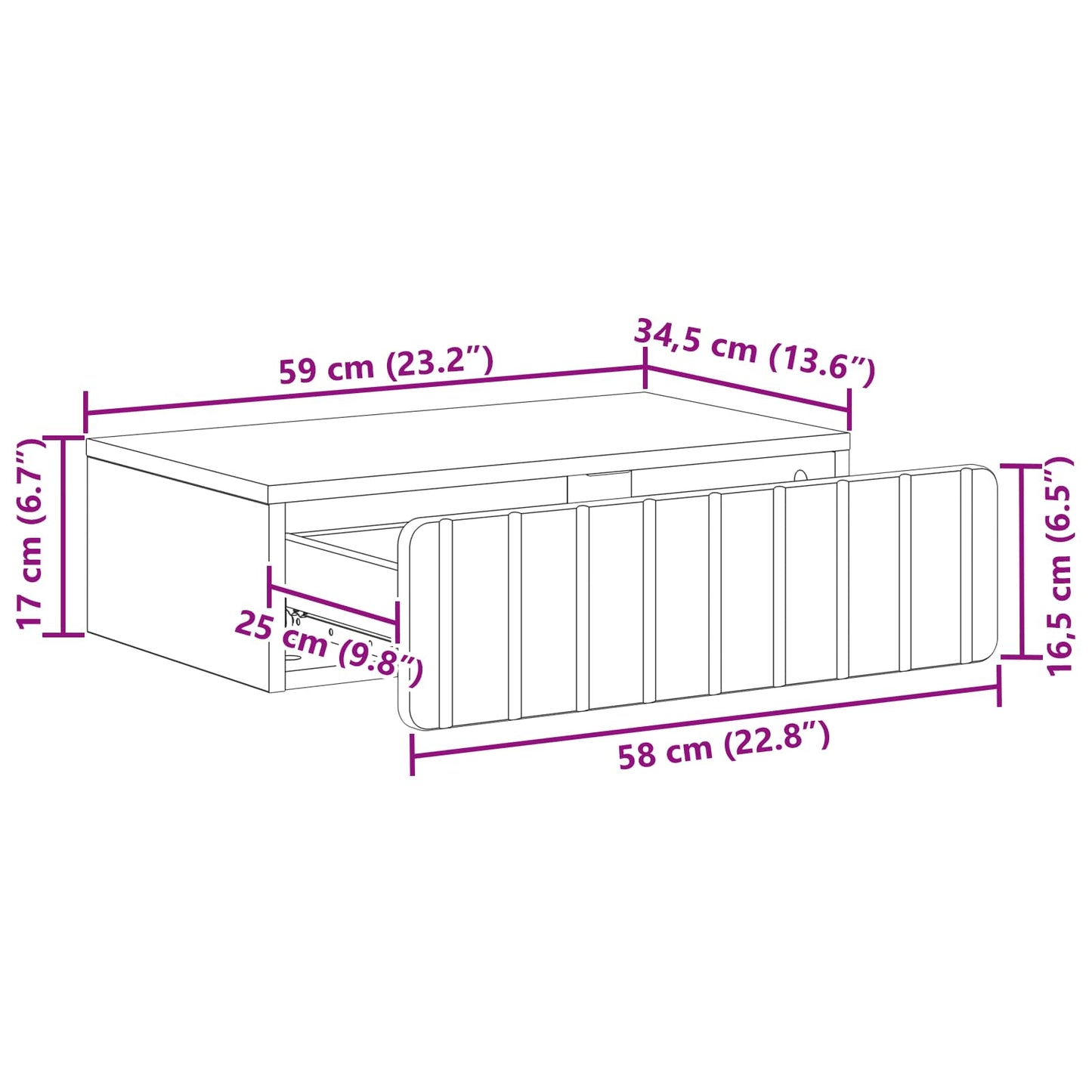 Tavolino da Parete Laterale Legno antico 59 x 34,5 x 17 cm | homemem39