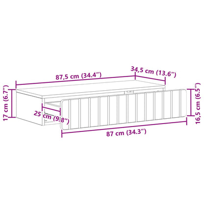 Tavolino da Parete Laterale Grigio Cemento 87,5 x 34,5 x 17 cm | homemem39
