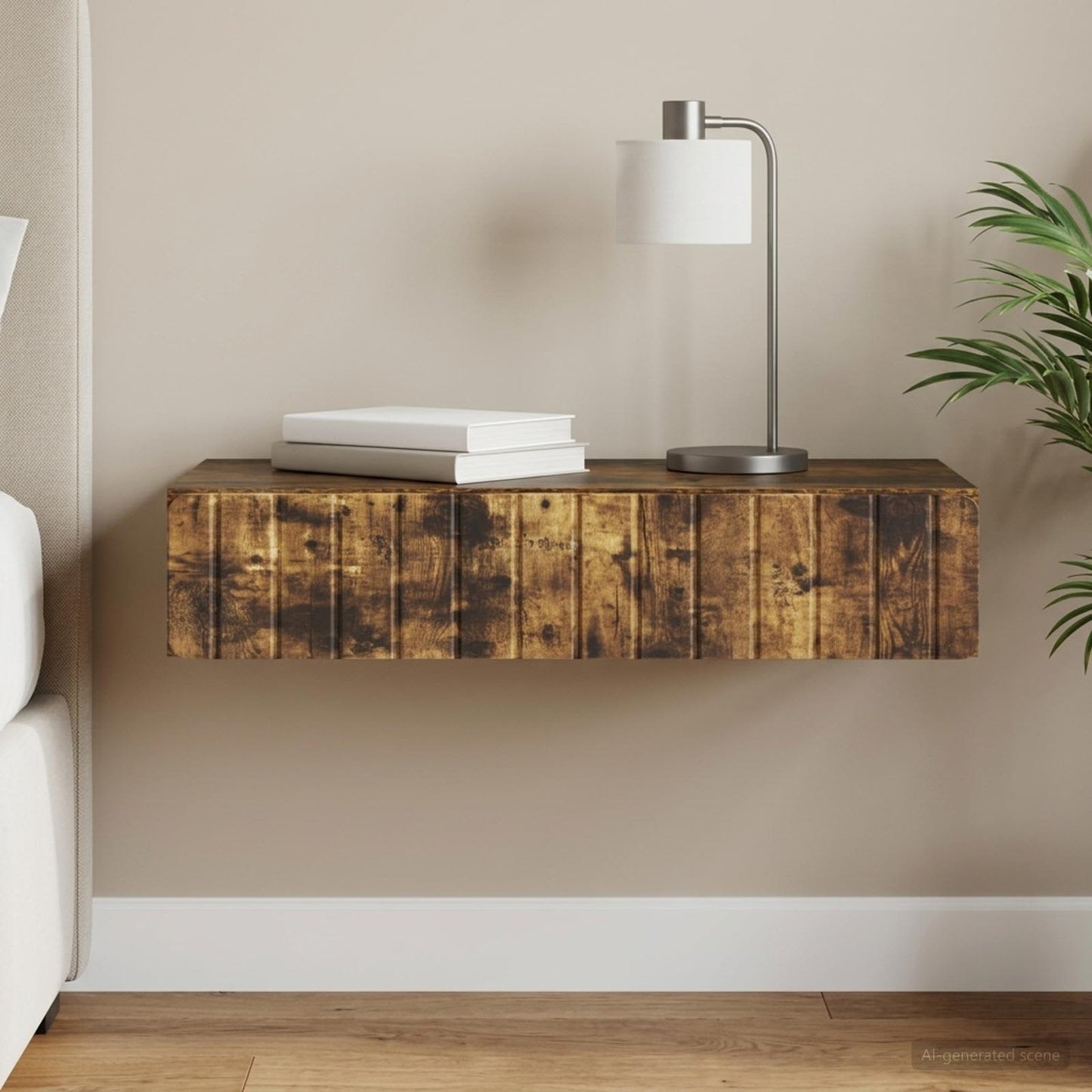 Tavolino da Parete Laterale Rovere Fumo 87,5 x 34,5 x 17 cm