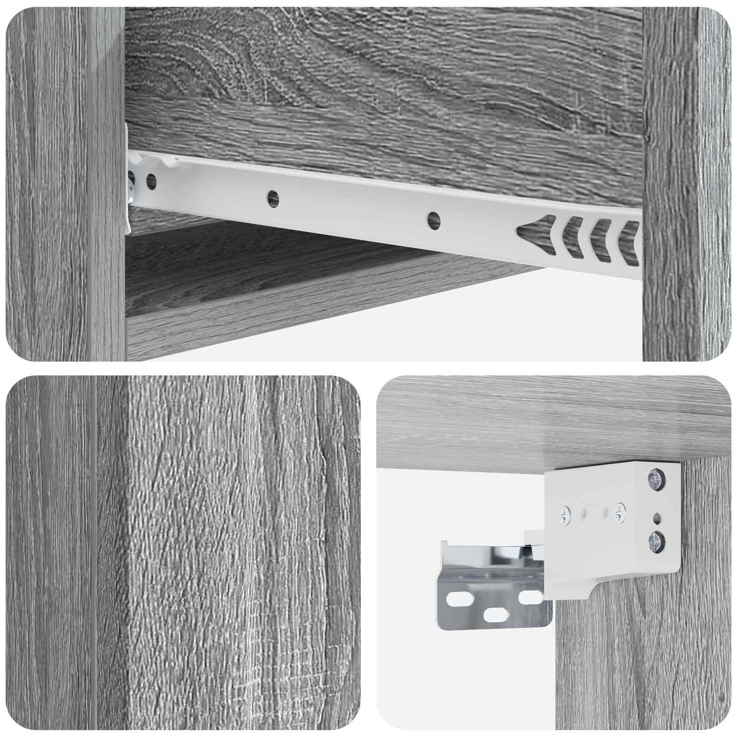 Tavolino da Parete Laterale Grigio Sonoma 87,5 x 34,5 x 17 cm