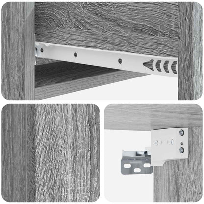 Tavolino da Parete Laterale Grigio Sonoma 87,5 x 34,5 x 17 cm