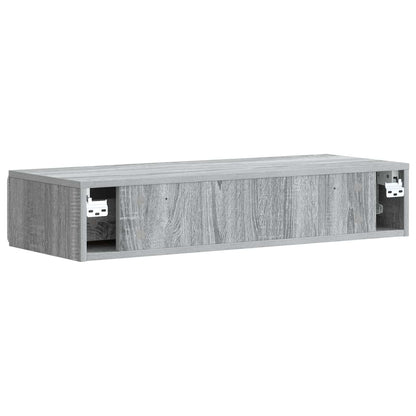 Tavolino da Parete Laterale Grigio Sonoma 87,5 x 34,5 x 17 cm