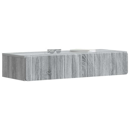 Tavolino da Parete Laterale Grigio Sonoma 87,5 x 34,5 x 17 cm