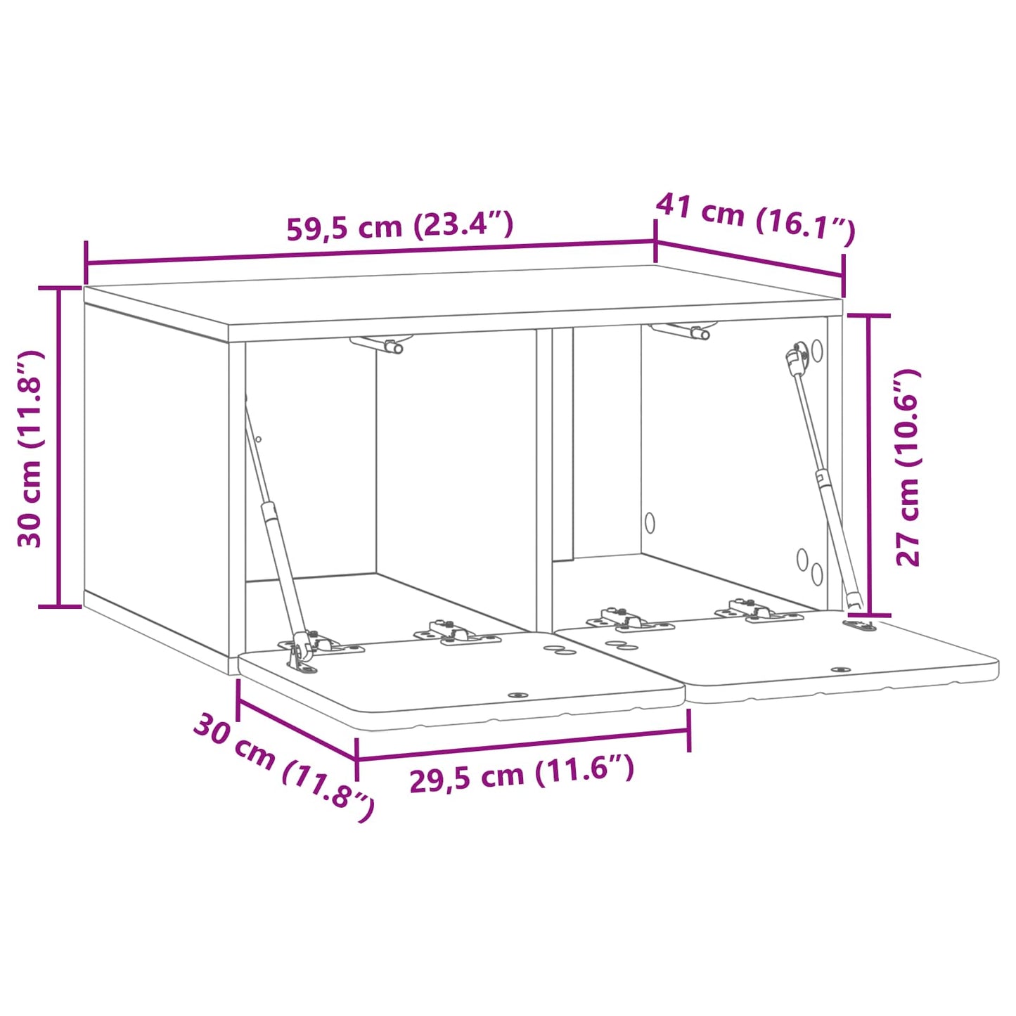 Mobile Porta TV da Muro Legno antico 59,5 x 41 x 30 cm | homemem39