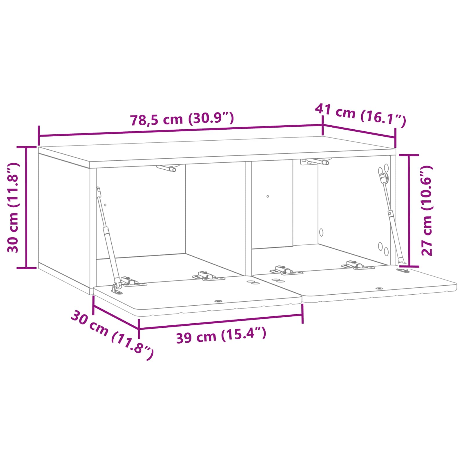 Mobile Porta TV da Muro Nero 78,5 x 41 x 30 cm | homemem39