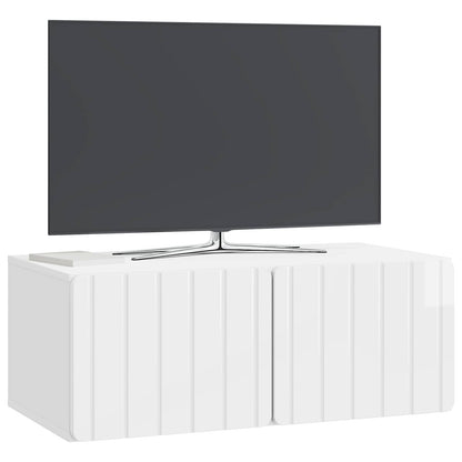 Mobile Porta TV da Muro Bianco Lucido 78,5 x 41 x 30 cm