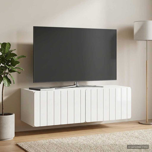 Mobile Porta TV da Muro 98 x 41 x 30 cm Bianco Lucido