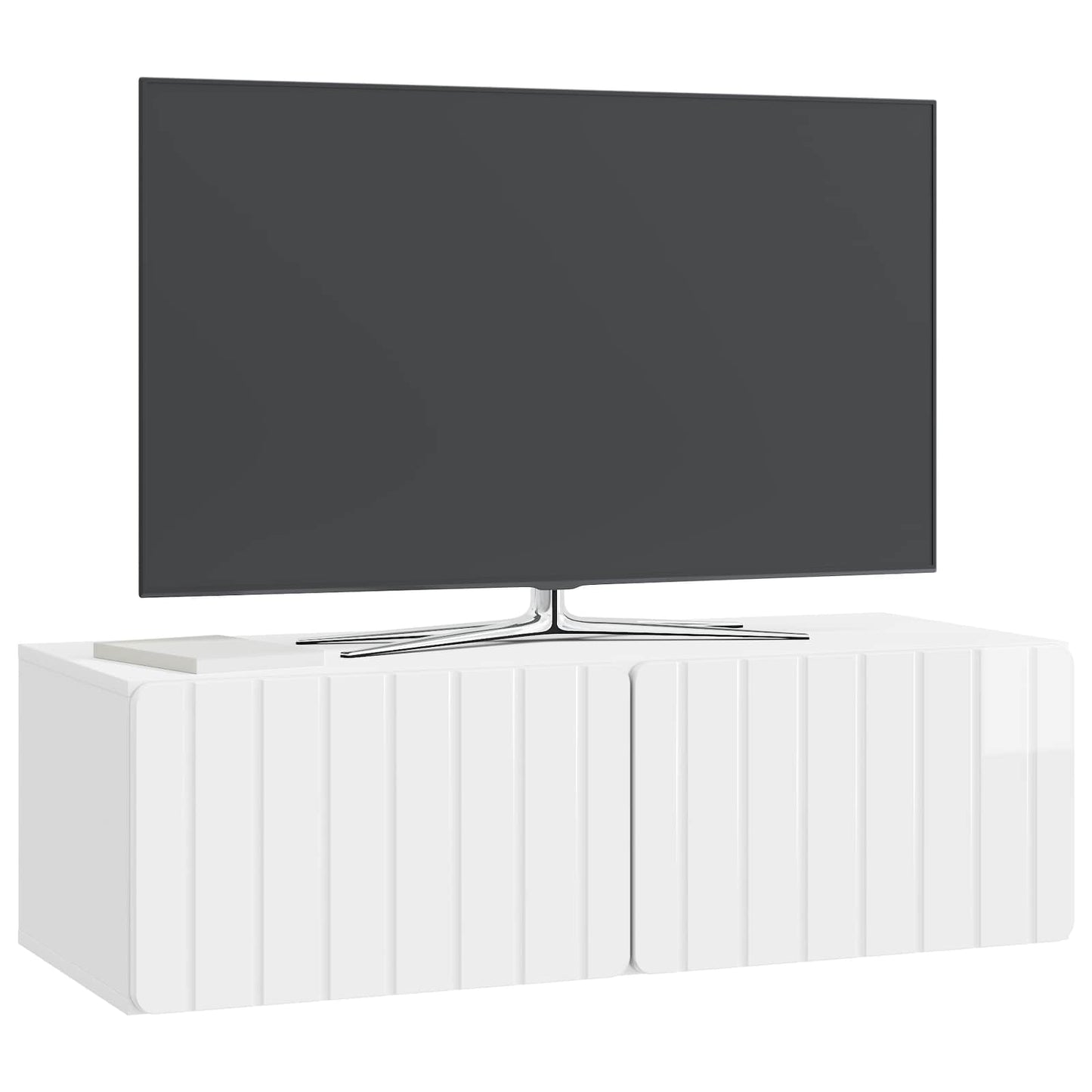 Mobile Porta TV da Muro Bianco Lucido 98 x 41 x 30 cm
