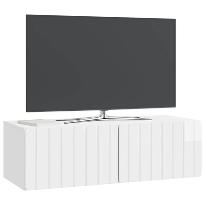 Mobile Porta TV da Muro Bianco Lucido 98 x 41 x 30 cm