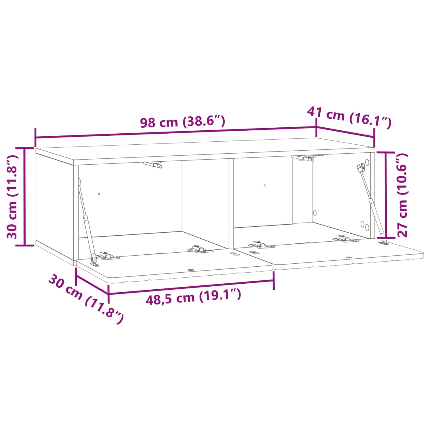 Mobile Porta TV da Muro Rovere Fumo 98 x 41 x 30 cm | homemem39