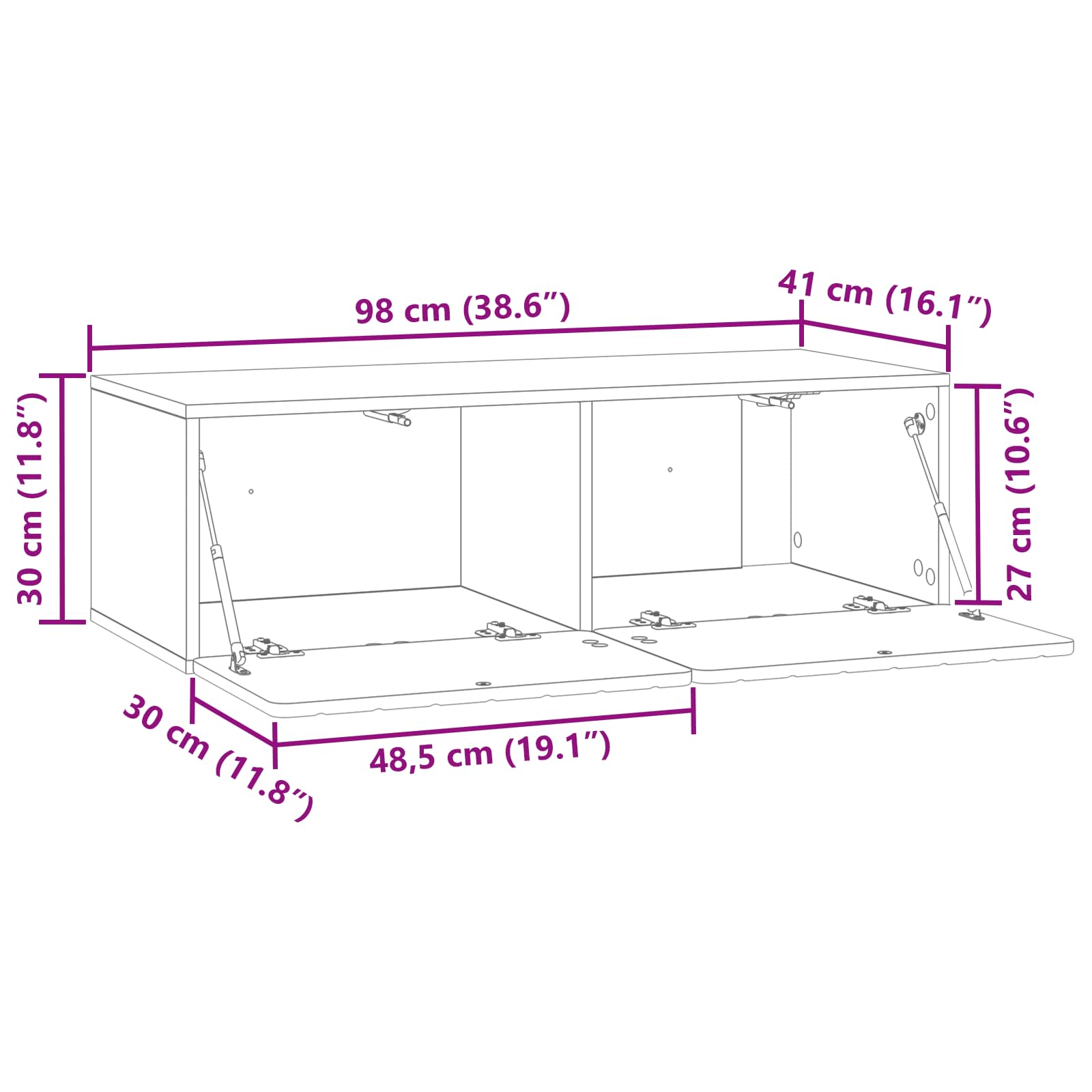Mobile Porta TV da Muro Legno antico 98 x 41 x 30 cm | homemem39