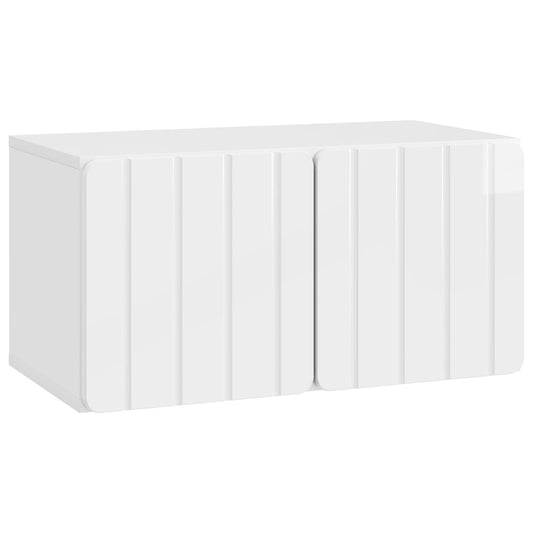 Mobile Porta TV da Muro Bianco Lucido 59,5 x 31 x 30 cm