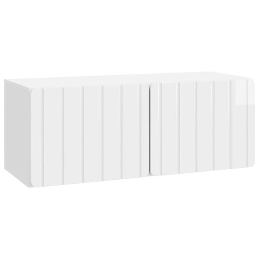 Mobile Porta TV da Muro Bianco Lucido 78,5 x 31 x 30 cm