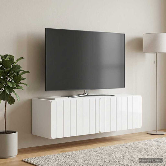 Mobile Porta TV da Muro 98 x 31 x 30 cm Bianco Lucido