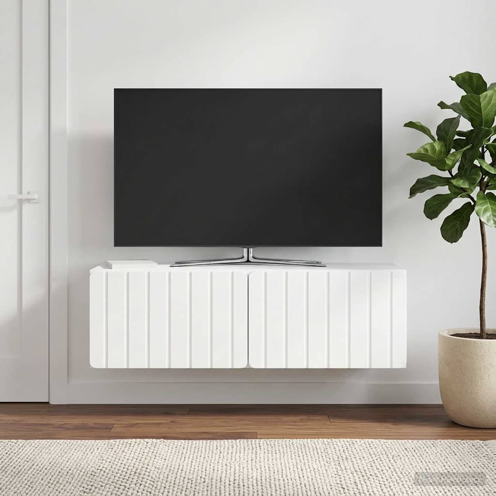 Mobile Porta TV da Muro 98 x 31 x 30 cm Bianco Lucido
