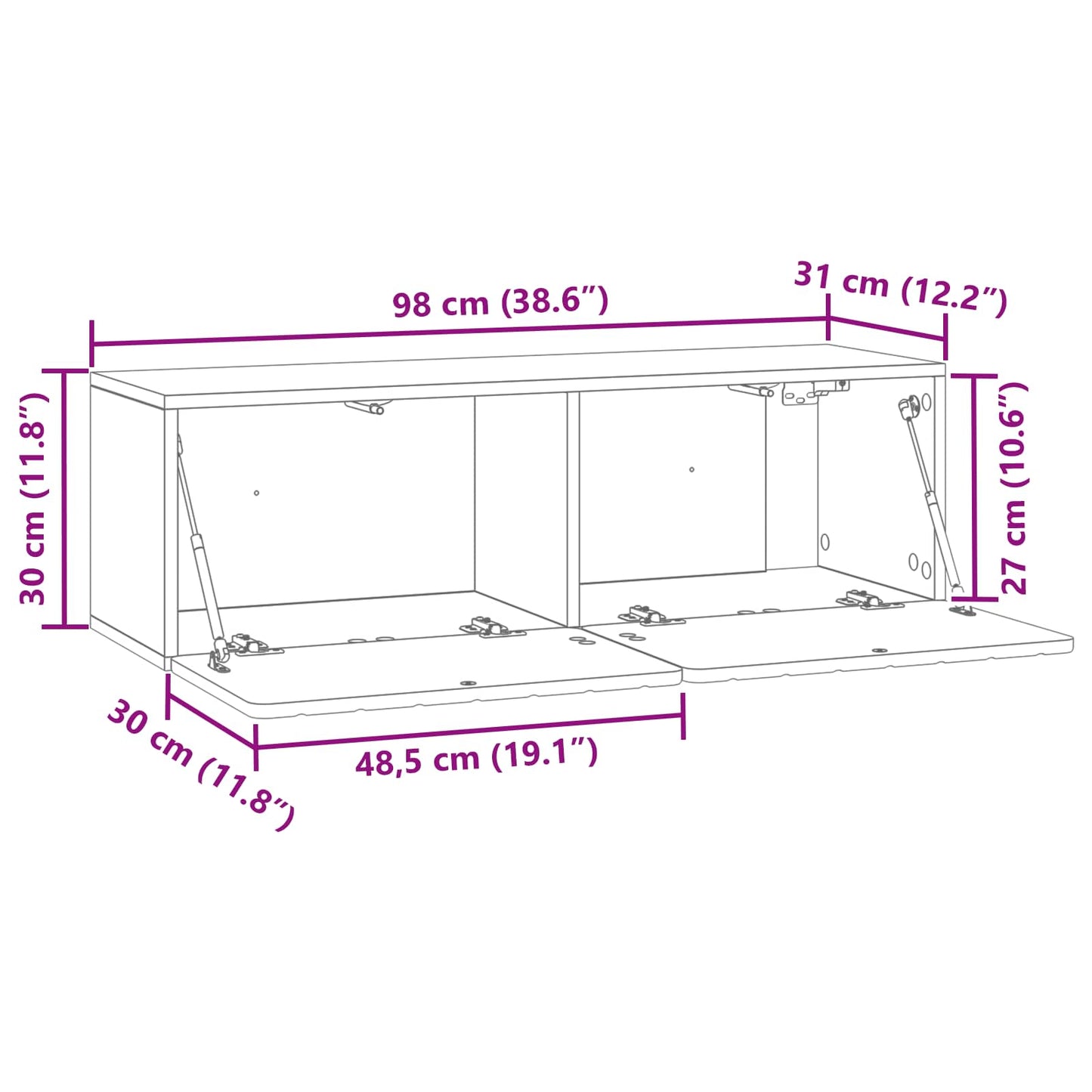 Mobile Porta TV da Muro Grigio Sonoma 98 x 31 x 30 cm | homemem39