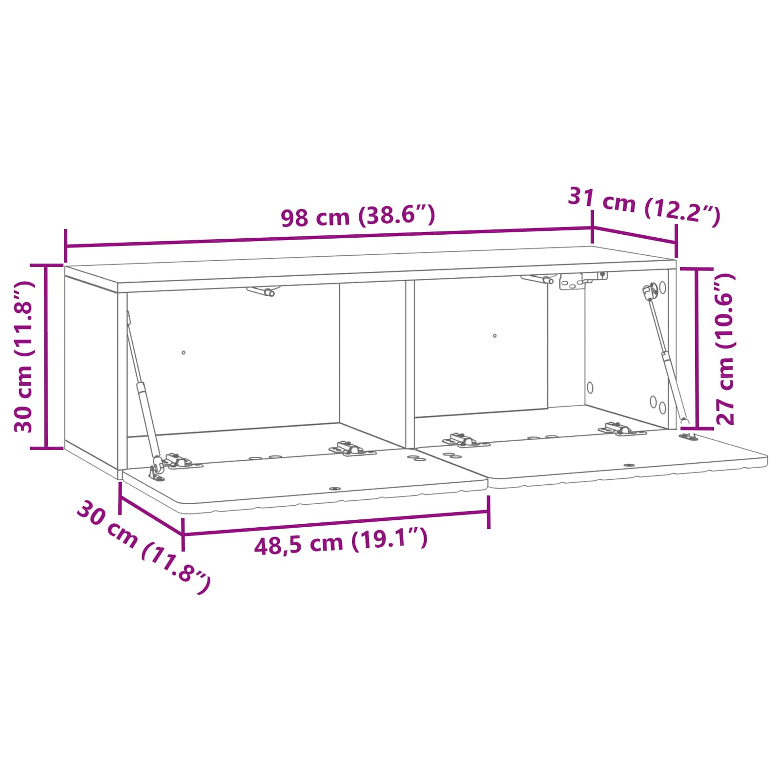 Mobile Porta TV da Muro Grigio Sonoma 98 x 31 x 30 cm | homemem39