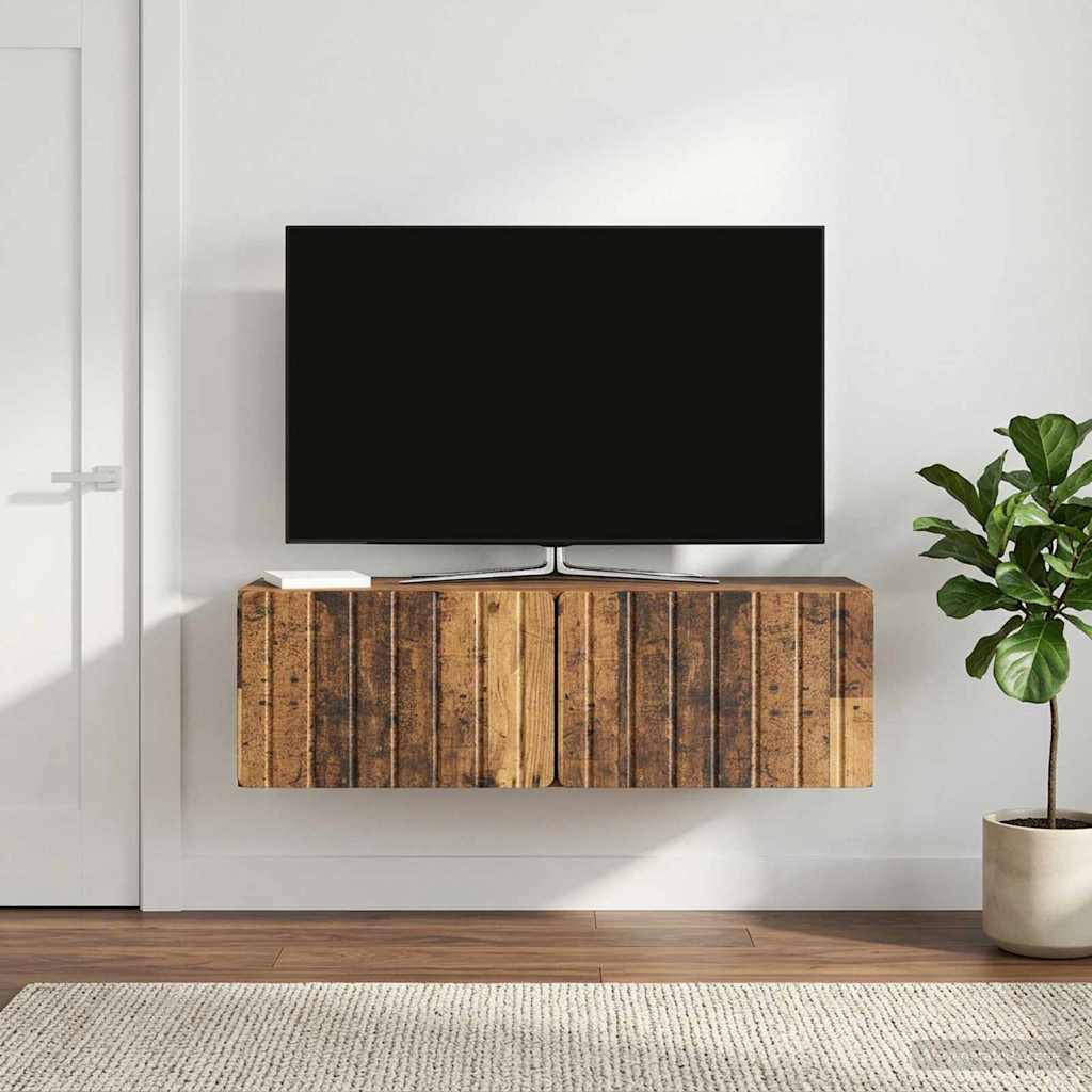 Mobile Porta TV da Muro 98 x 31 x 30 cm Legno antico