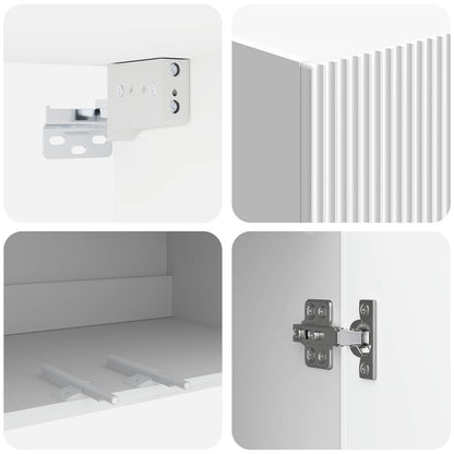 Mobiletto a muro Bianco Lucido 66 x 34,5 x 90 cm